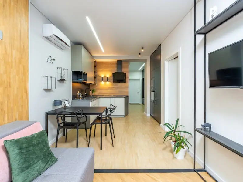 Harbor Loft with an open kitchen and living space